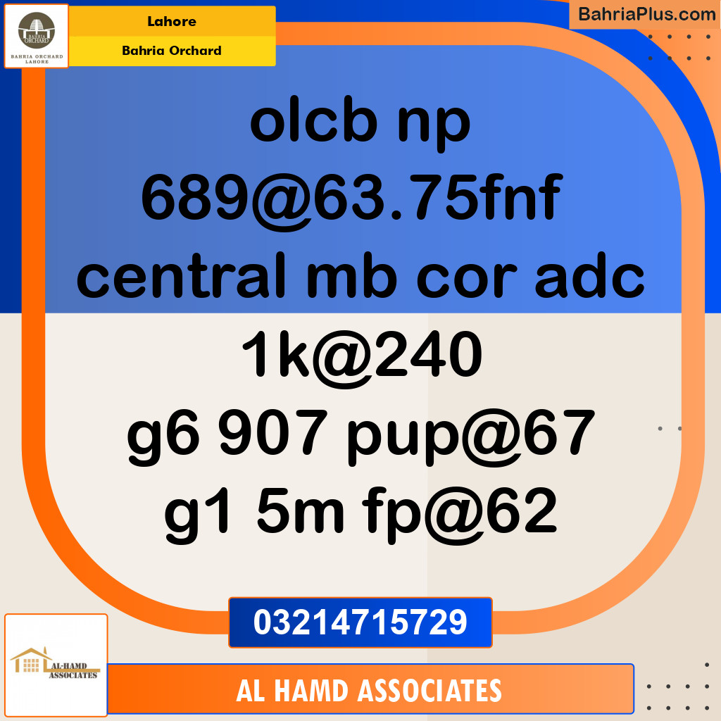 Residential Plot for Sale in Bahria Orchard, Lahore - (BP-129441)