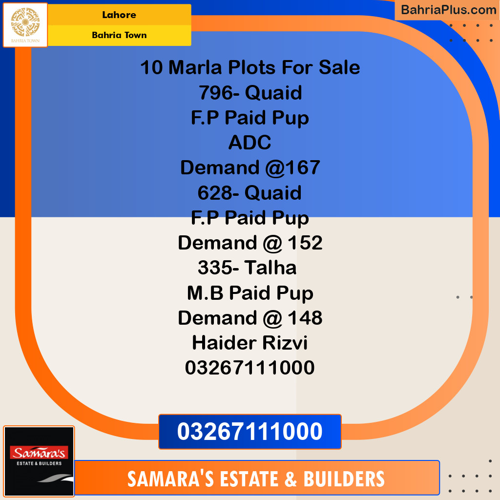Residential Plot for Sale in Sector E - Quaid Block -  Bahria Town, Lahore - (BP-129459)