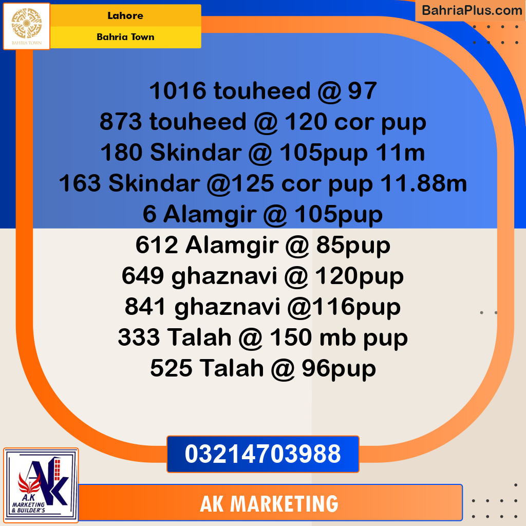 Residential Plot for Sale in Bahria Town, Lahore - (BP-129487)