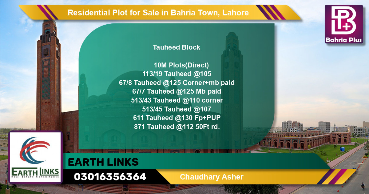 Residential Plot for Sale in Bahria Town, Lahore - (BP-129495)