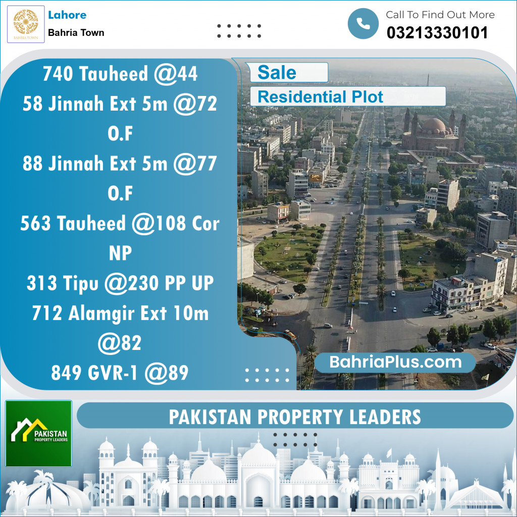 Residential Plot for Sale in Bahria Town, Lahore - (BP-129520)