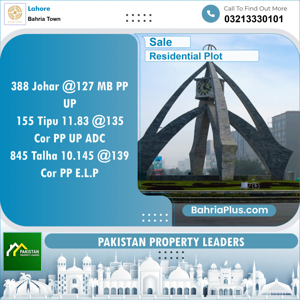 Residential Plot for Sale in Bahria Town, Lahore - (BP-129524)