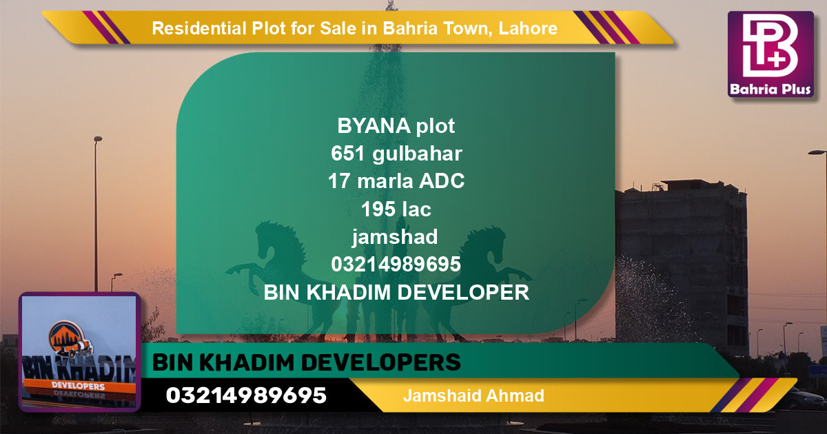 Residential Plot for Sale in Bahria Town, Lahore - (BP-129565)