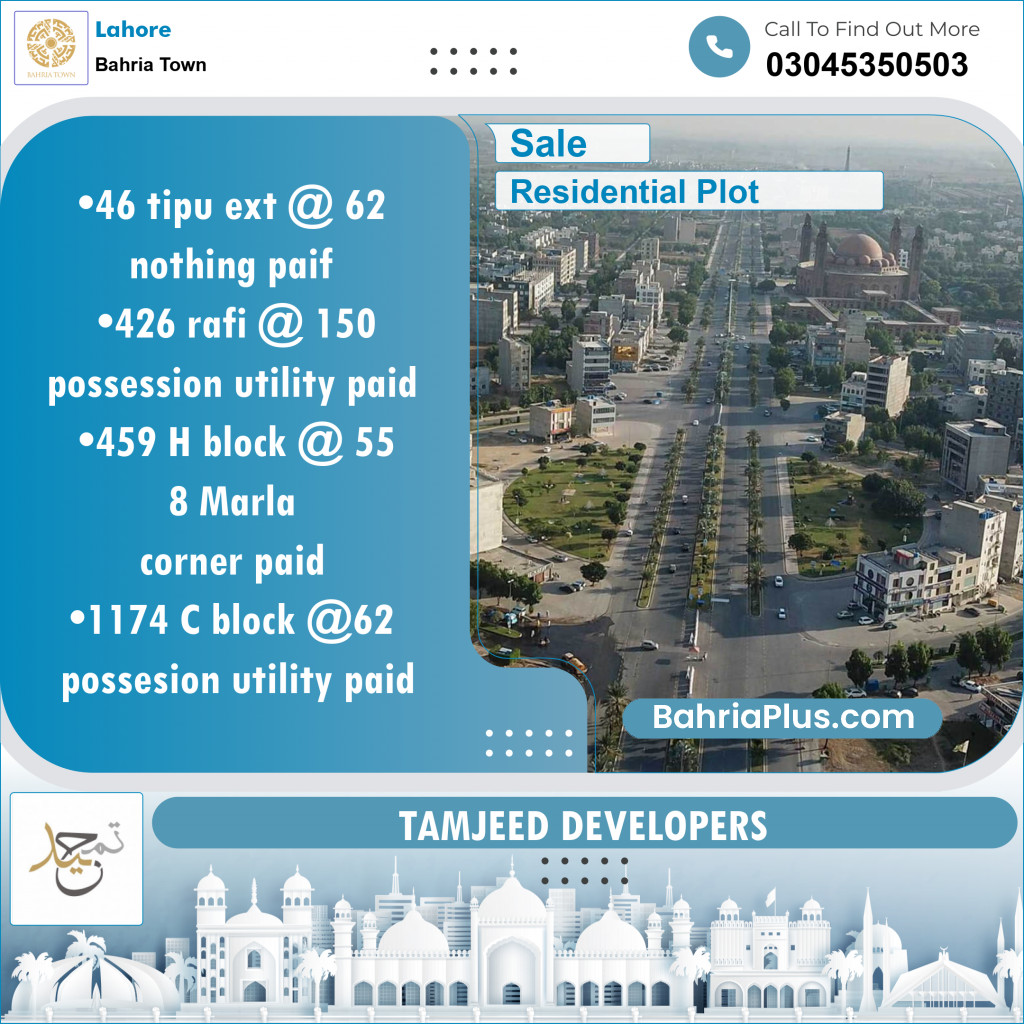 Residential Plot for Sale in Bahria Town, Lahore - (BP-129644)