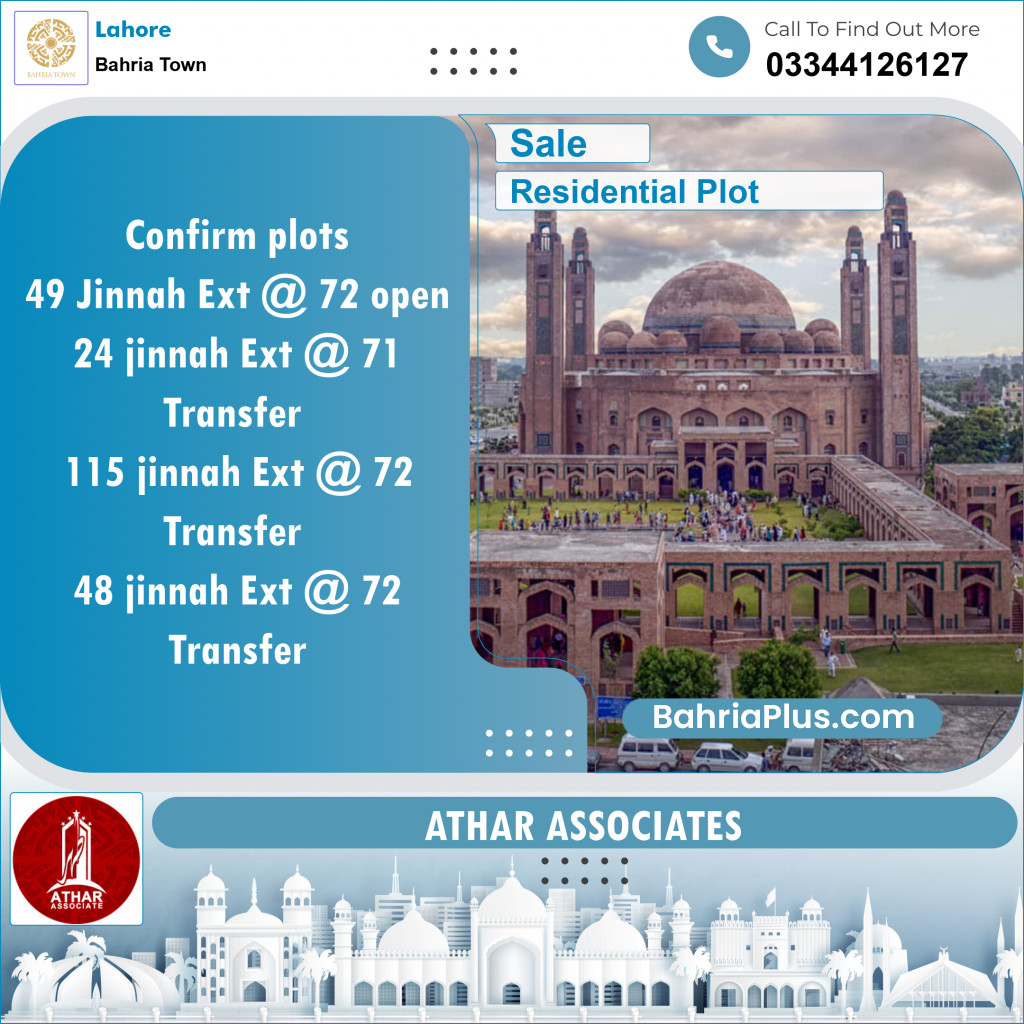 Residential Plot for Sale in Bahria Town, Lahore - (BP-129646)