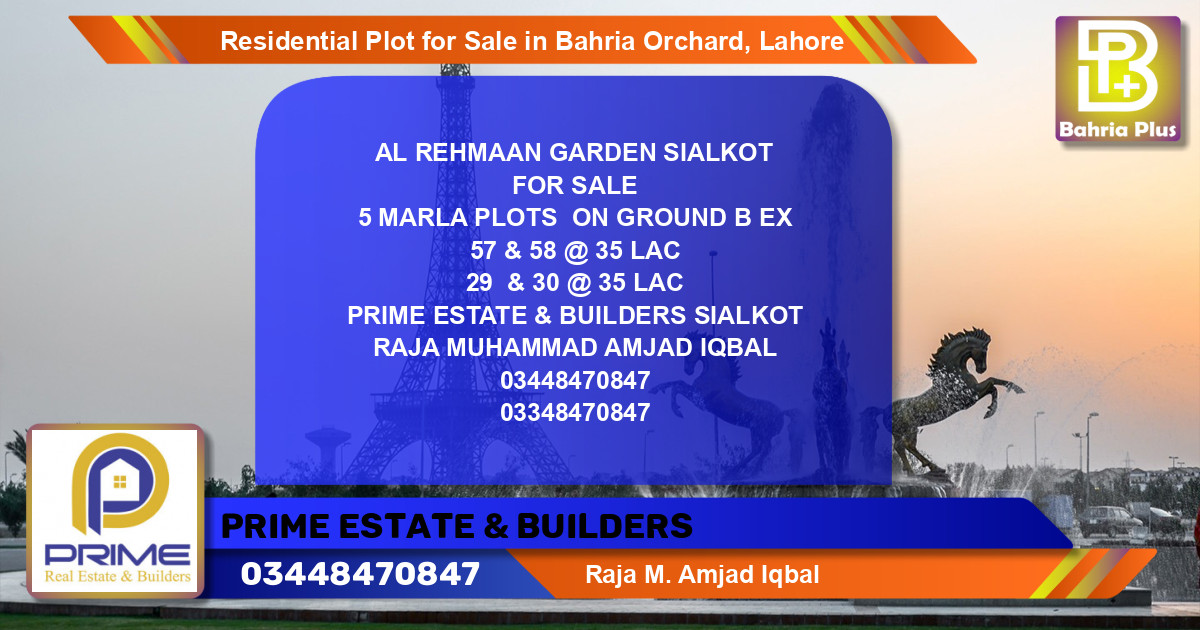 Residential Plot for Sale in Bahria Orchard, Lahore - (BP-129787)
