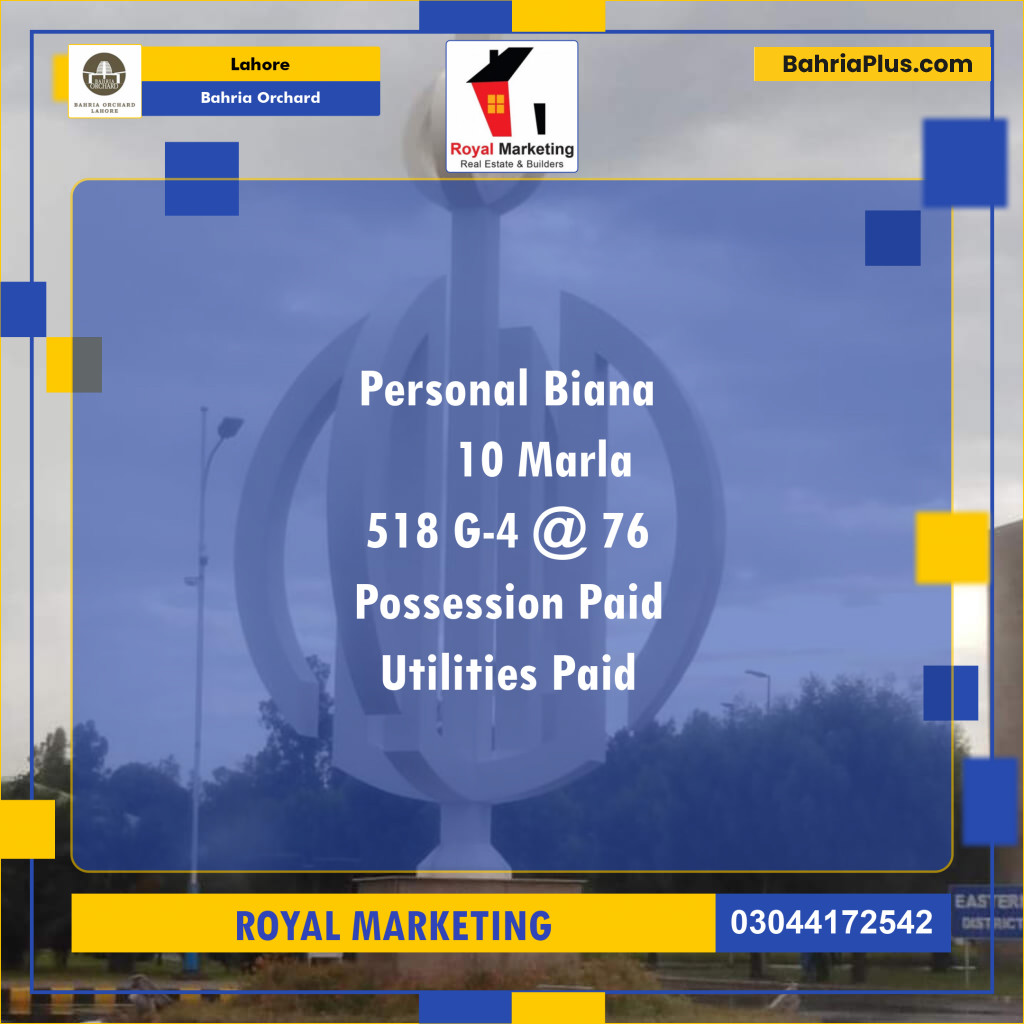 Residential Plot for Sale in Bahria Orchard, Lahore - (BP-129820)