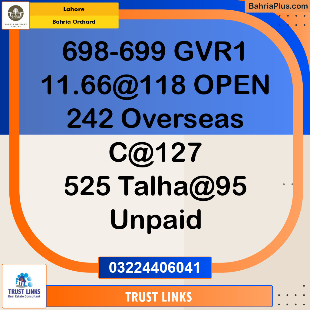 Residential Plot for Sale in Bahria Orchard, Lahore - (BP-129850)
