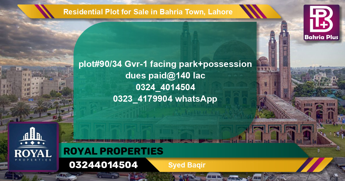 Residential Plot for Sale in Bahria Town, Lahore - (BP-129854)