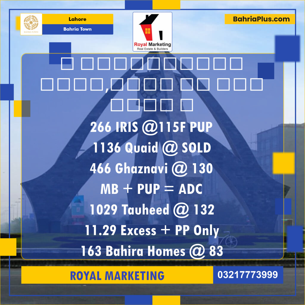 Residential Plot for Sale in Bahria Town, Lahore - (BP-129899)