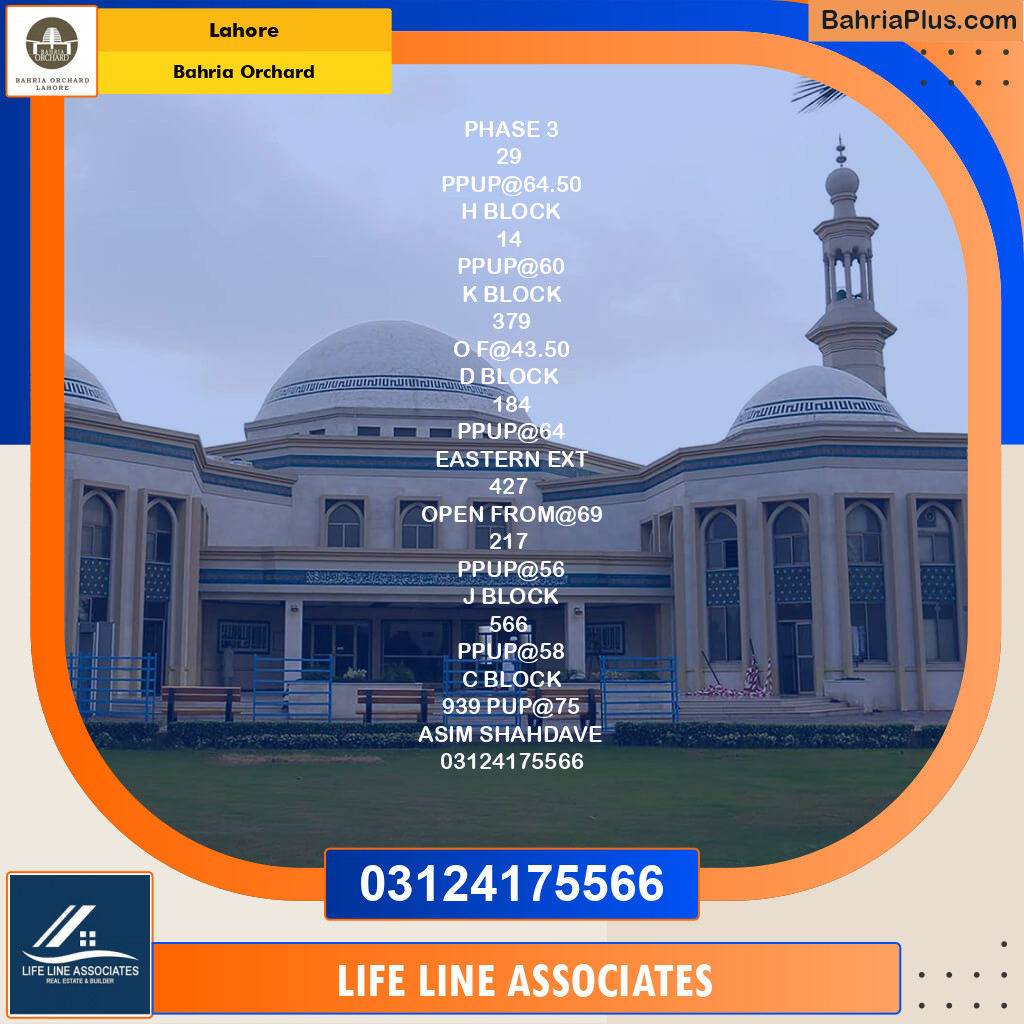 Residential Plot for Sale in Bahria Orchard, Lahore - (BP-129901)