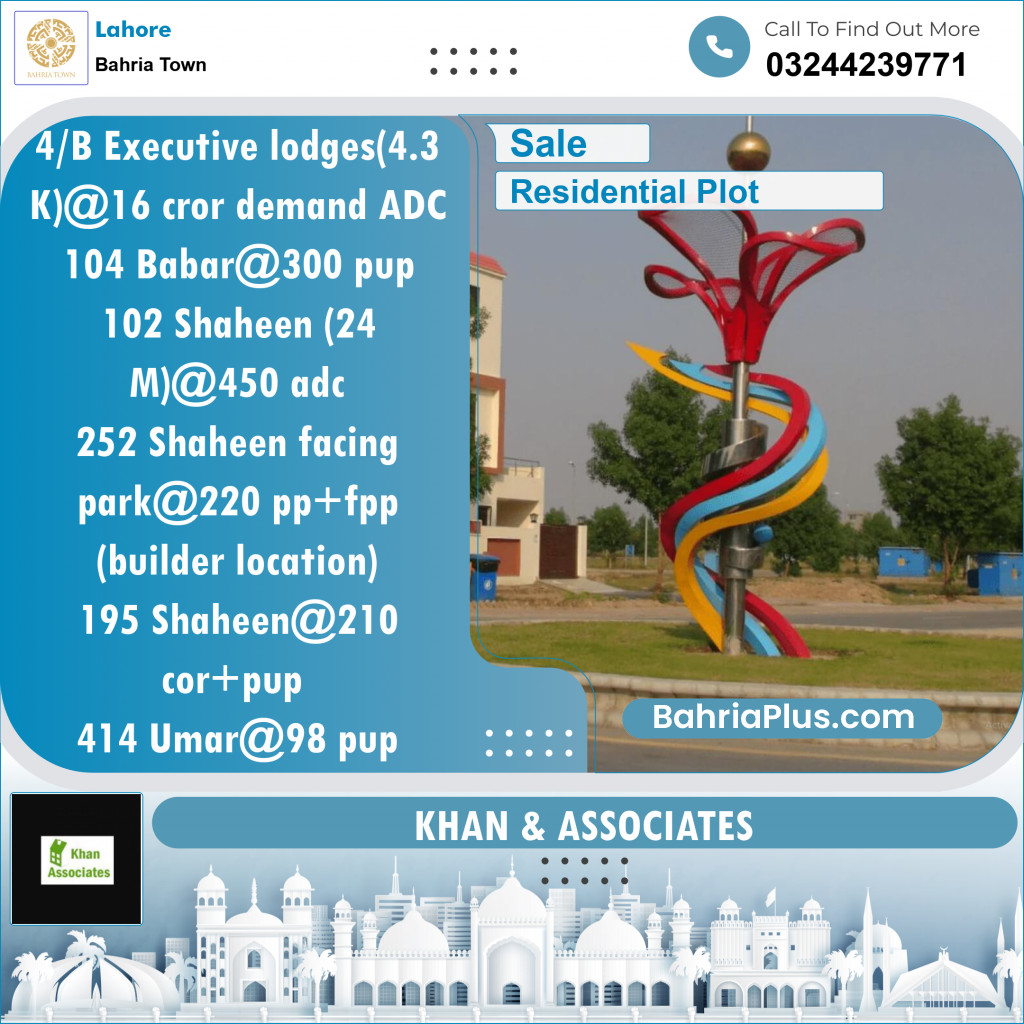 Residential Plot for Sale in Bahria Town, Lahore - (BP-129923)