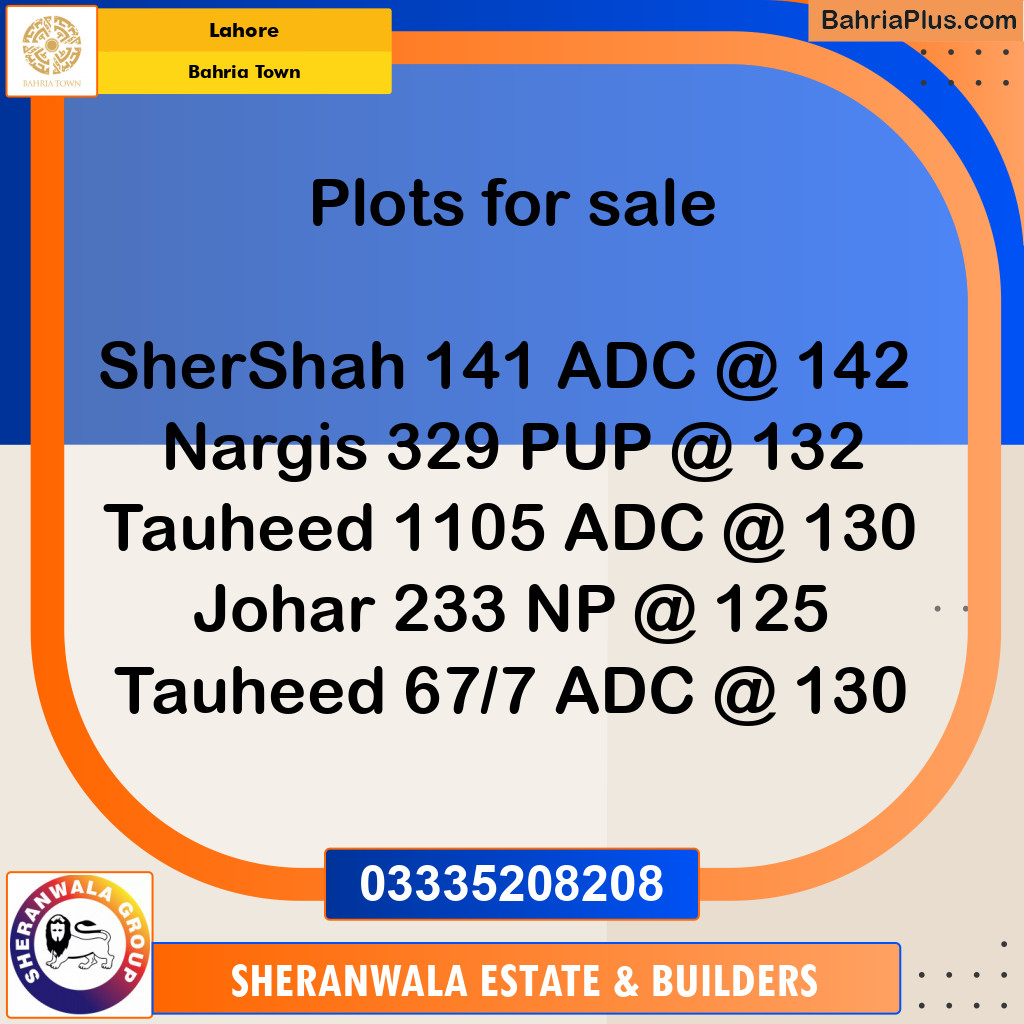Residential Plot for Sale in Sector F - Shershah Block -  Bahria Town, Lahore - (BP-129964)