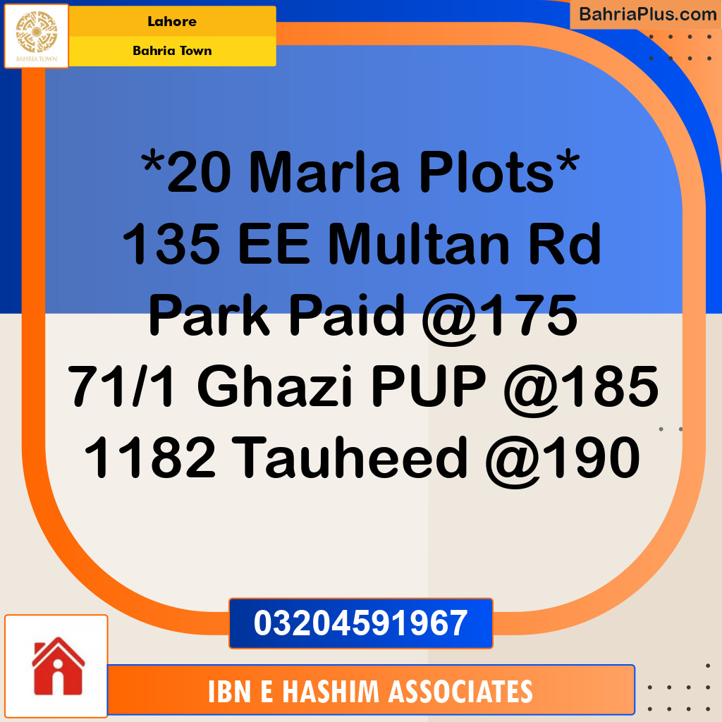 Residential Plot for Sale in Bahria Town, Lahore - (BP-129989)