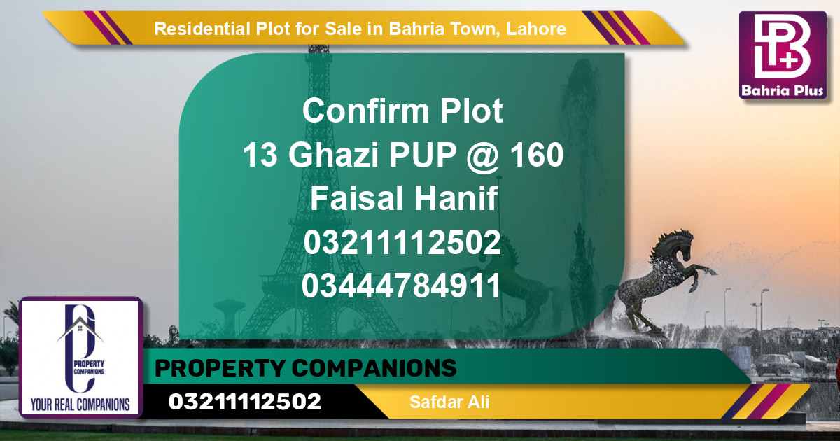 Residential Plot for Sale in Sector F - Ghazi Block -  Bahria Town, Lahore - (BP-129994)