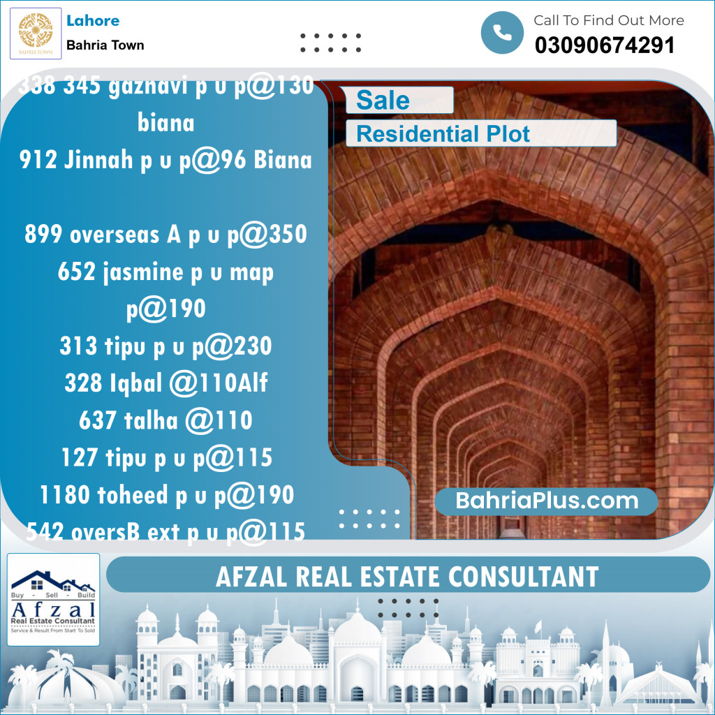 Residential Plot for Sale in Bahria Town, Lahore - (BP-130019)