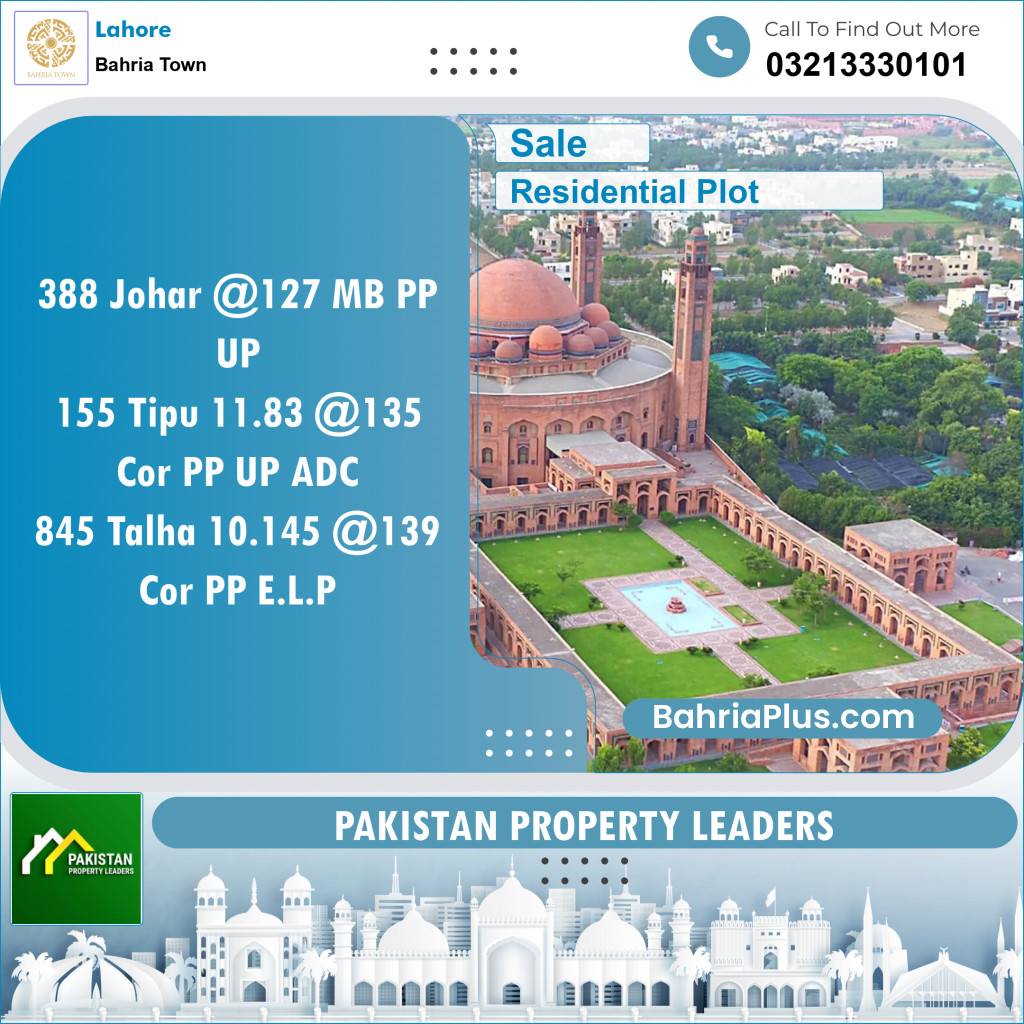 Residential Plot for Sale in Bahria Town, Lahore - (BP-130029)