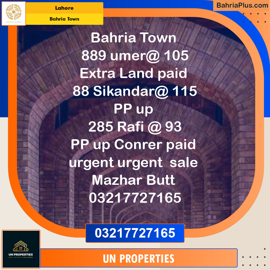 Residential Plot for Sale in Bahria Town, Lahore - (BP-130036)