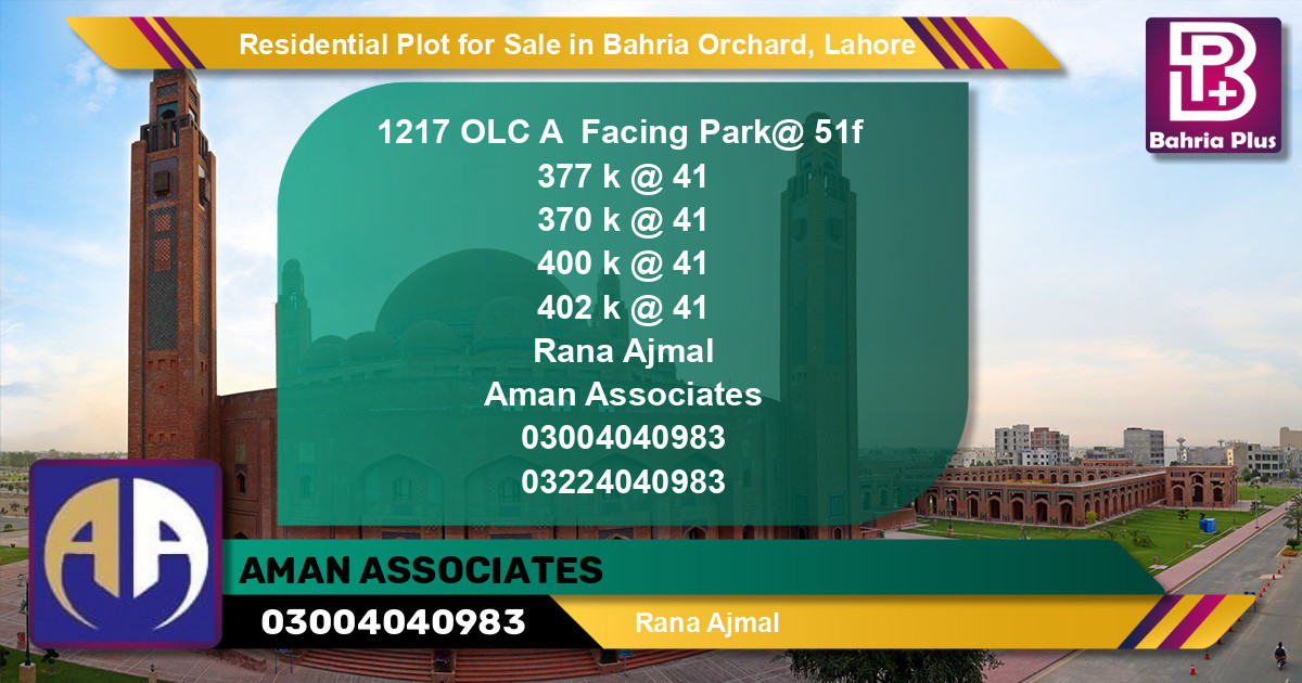 Residential Plot for Sale in OLC-A Block - Bahria Orchard, Lahore - (BP-130050)