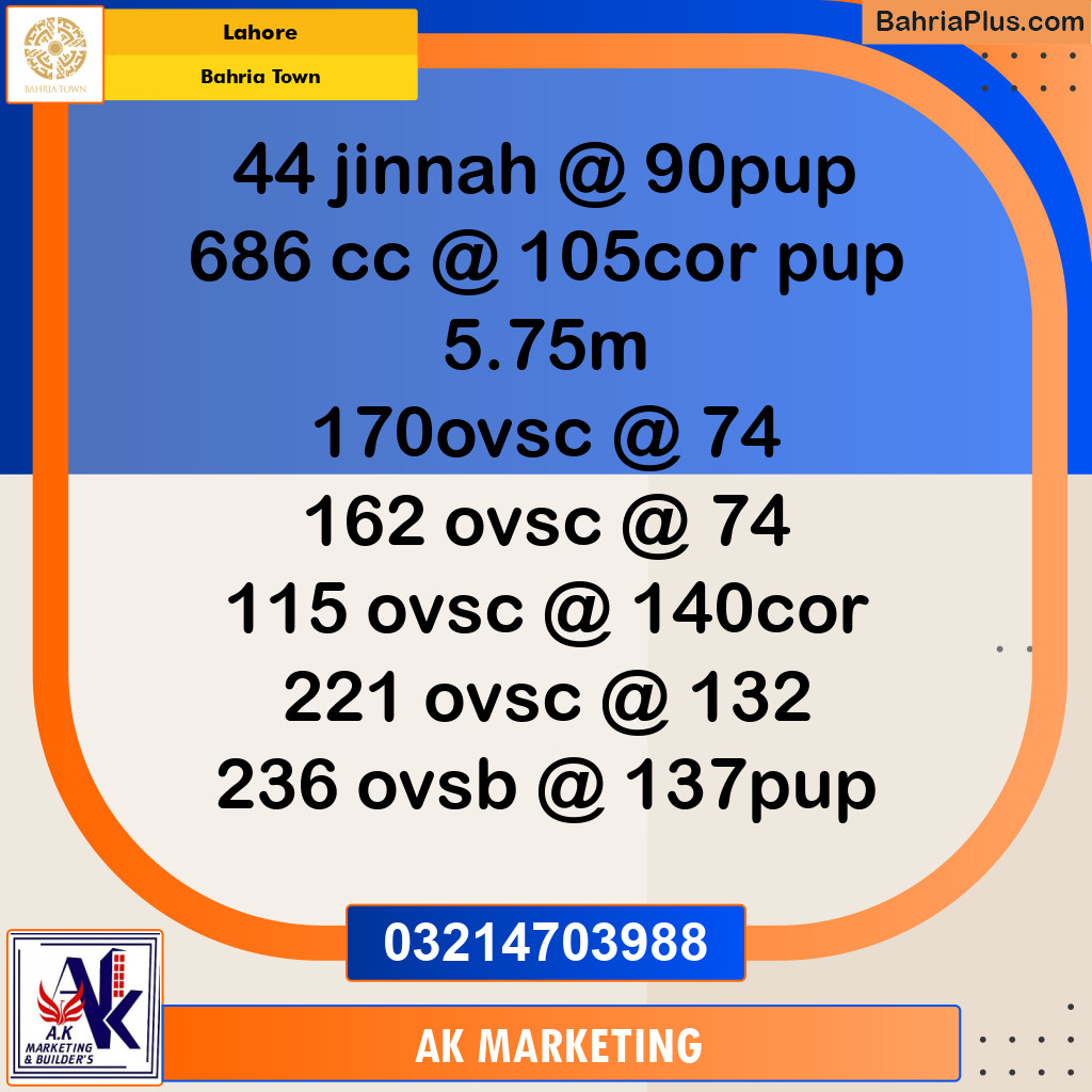 Residential Plot for Sale in Bahria Town, Lahore - (BP-130065)