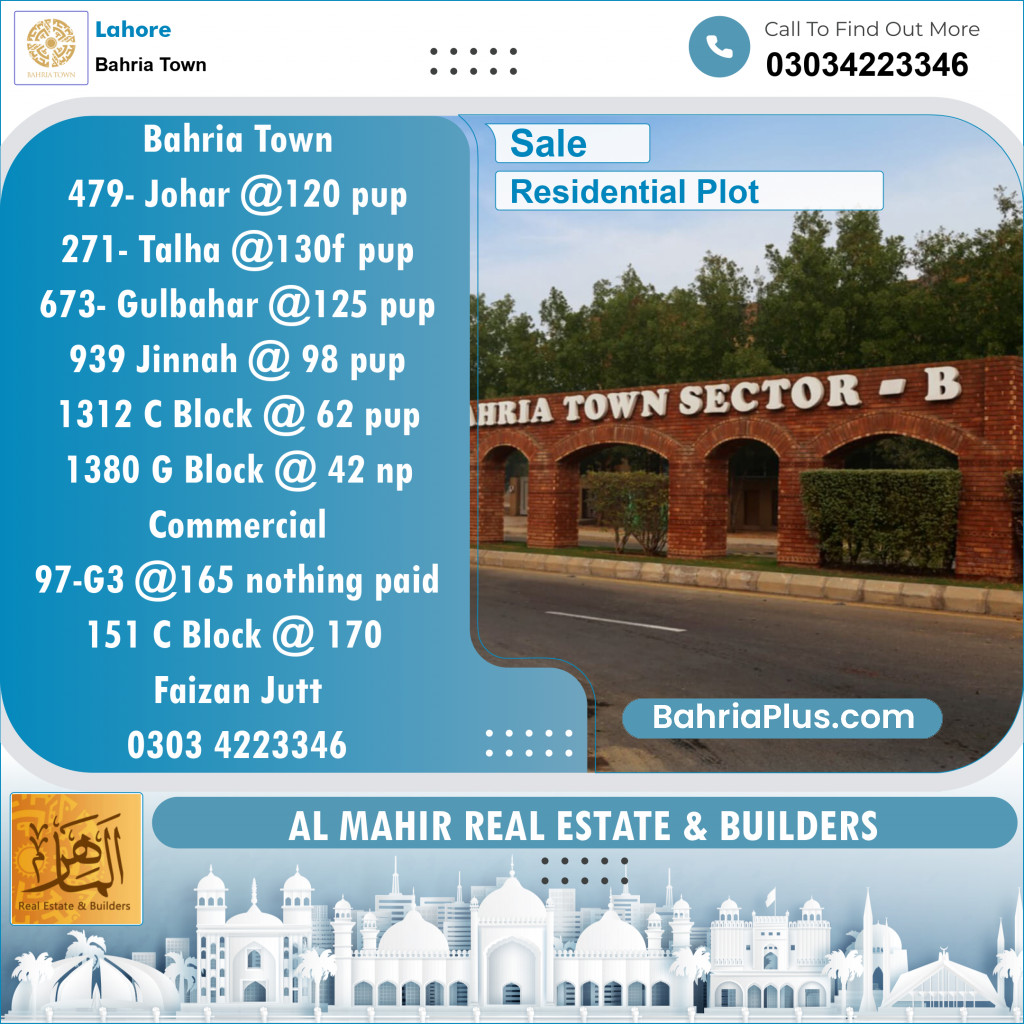 Residential Plot for Sale in Sector E - Johar Block -  Bahria Town, Lahore - (BP-130068)