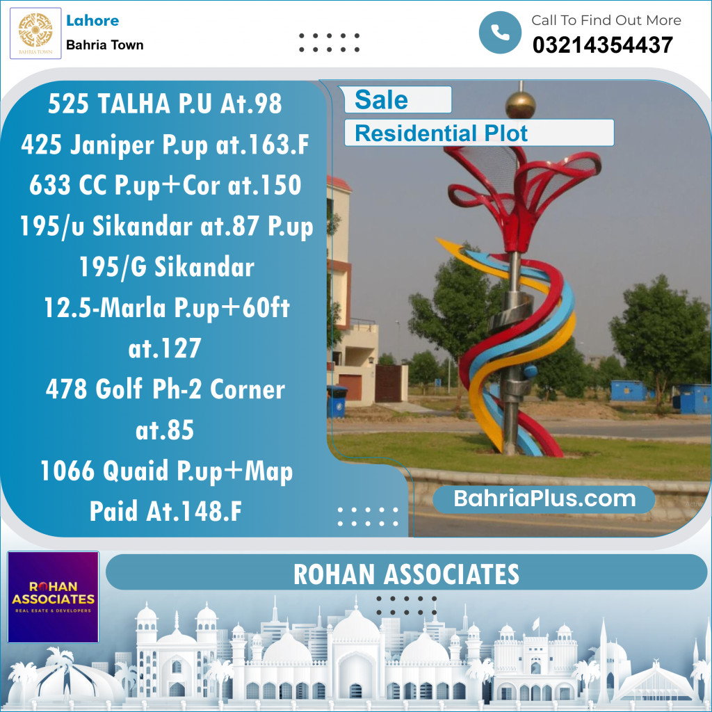 Residential Plot for Sale in Bahria Town, Lahore - (BP-130086)