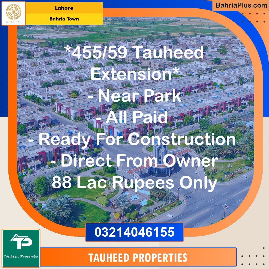 Residential Plot for Sale in Bahria Town, Lahore - (BP-130114)
