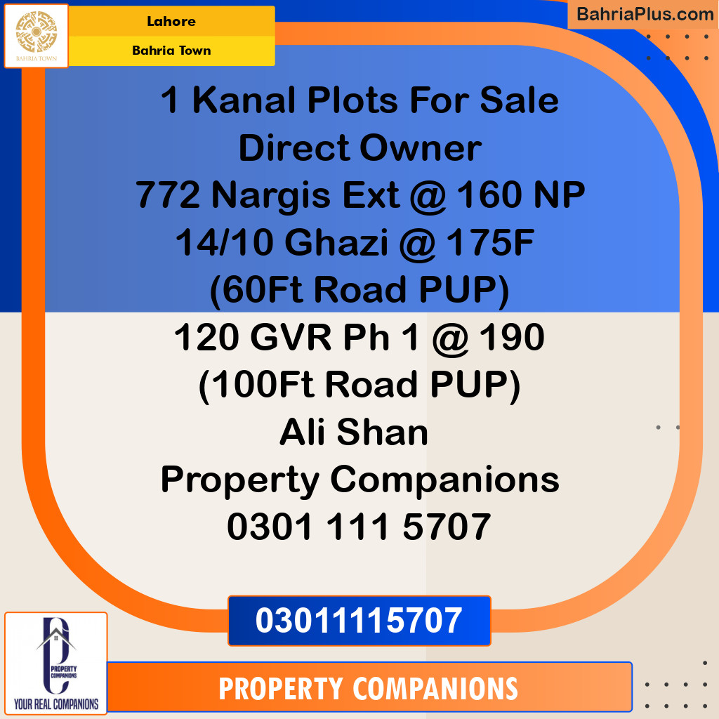 Residential Plot for Sale in Bahria Town, Lahore - (BP-130125)
