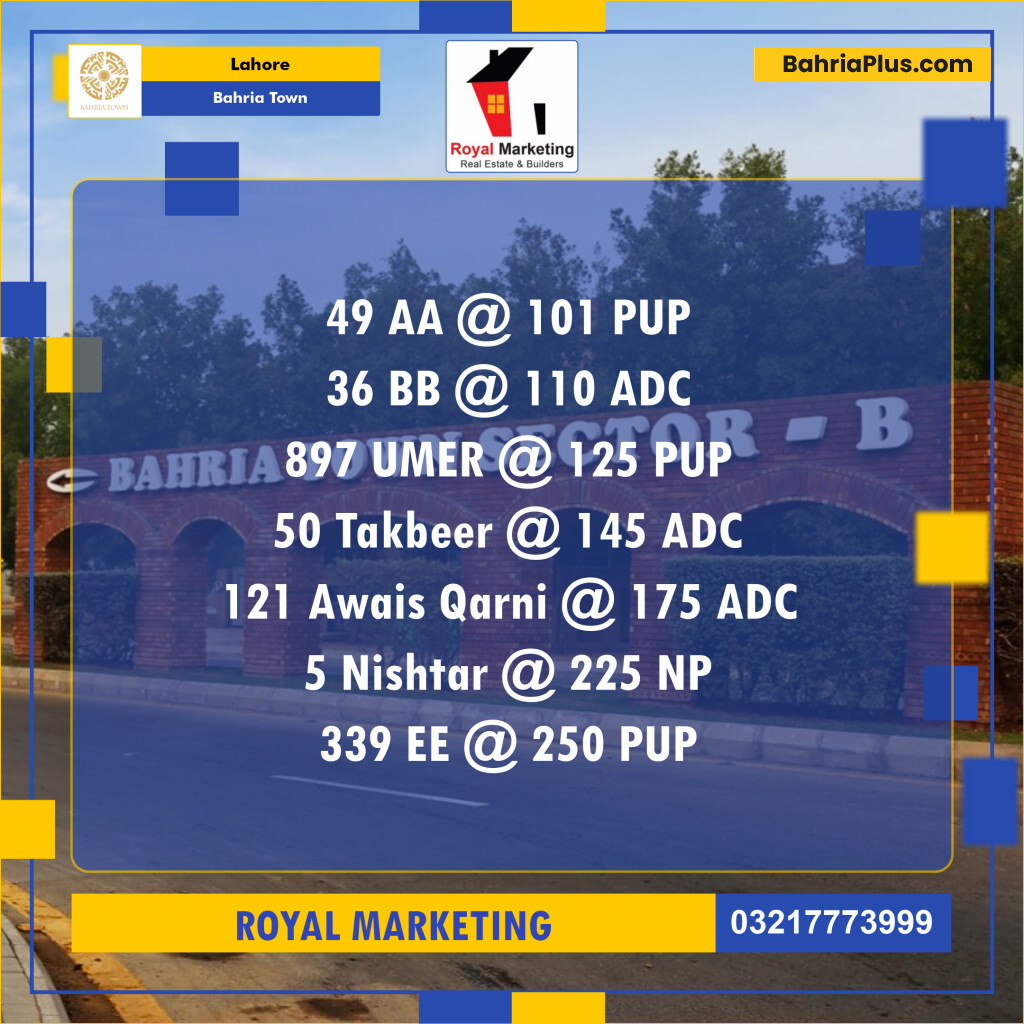 Residential Plot for Sale in Bahria Town, Lahore - (BP-130133)
