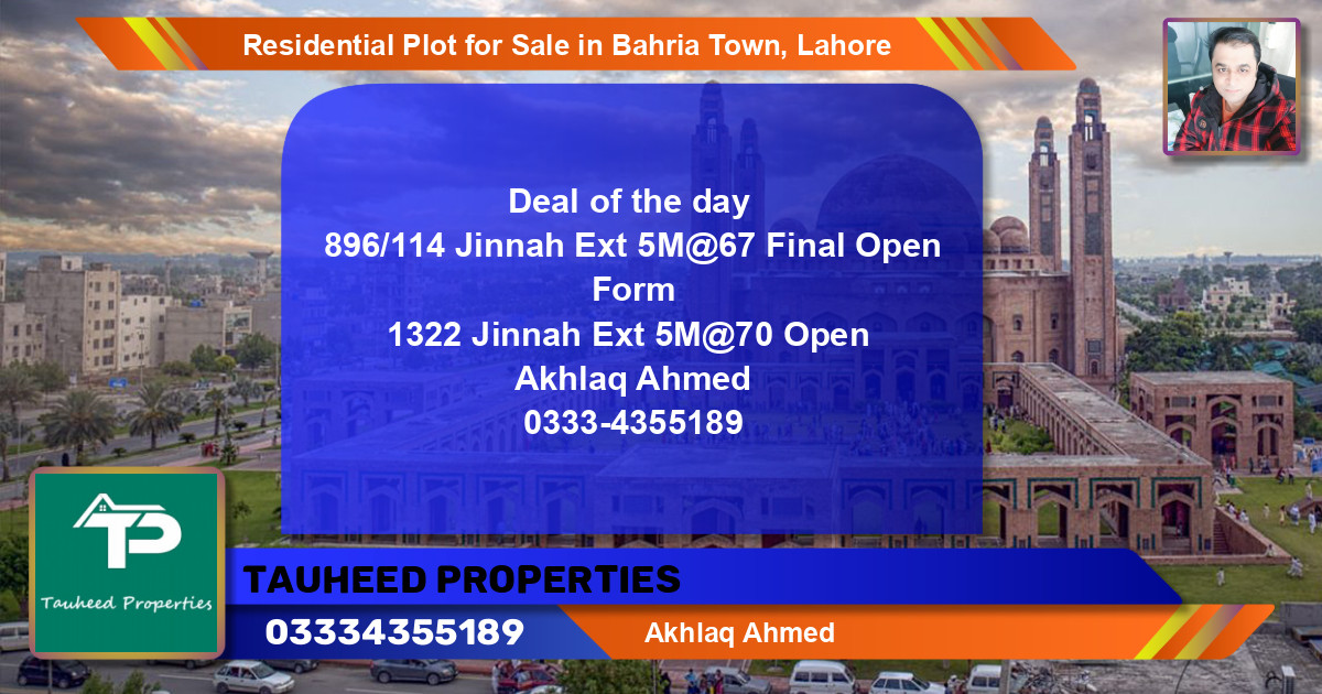 Residential Plot for Sale in Bahria Town, Lahore - (BP-130188)