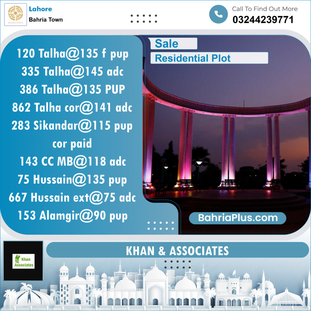 Residential Plot for Sale in Bahria Town, Lahore - (BP-130224)