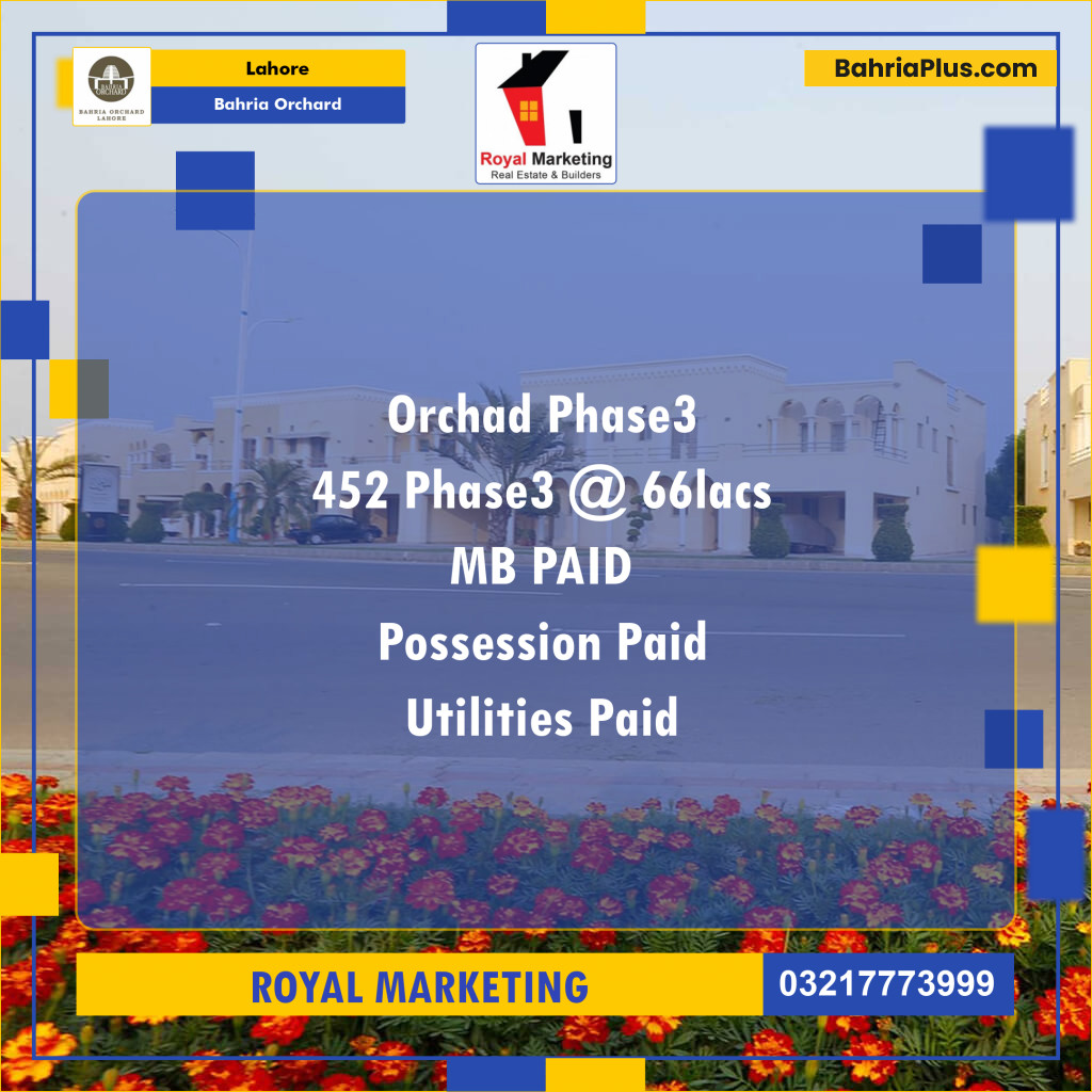 Residential Plot for Sale in Bahria Orchard, Lahore - (BP-130251)