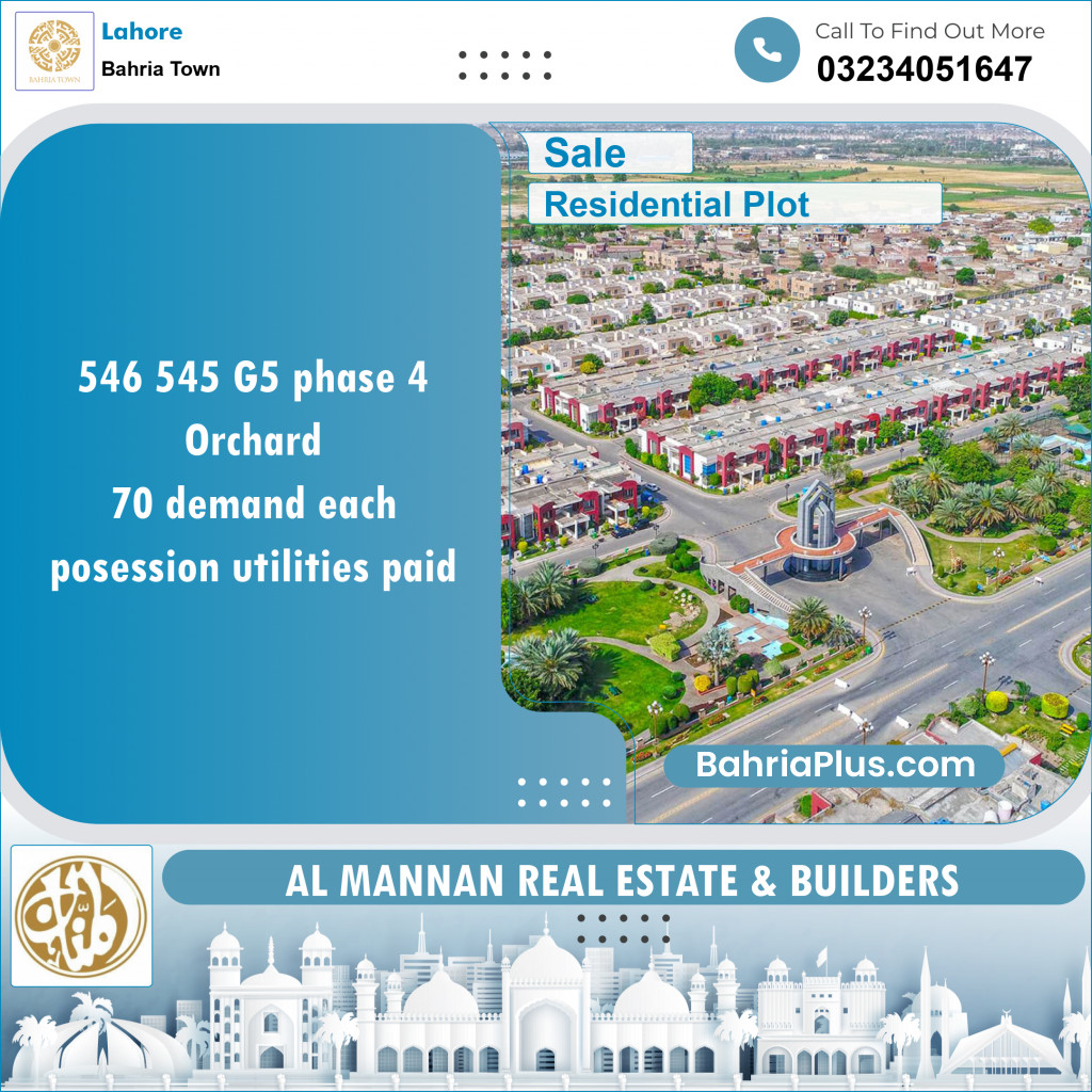Residential Plot for Sale in Bahria Town, Lahore - (BP-130271)
