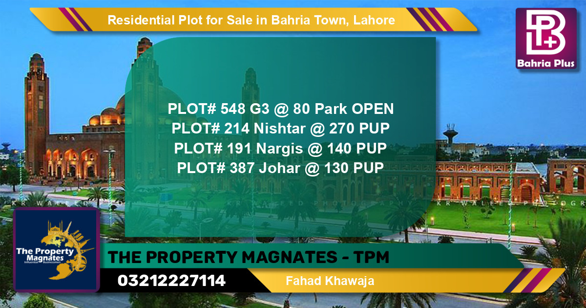 Residential Plot for Sale in Bahria Town, Lahore - (BP-130302)