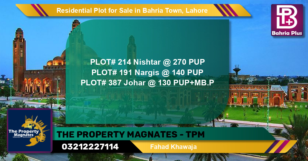 Residential Plot for Sale in Bahria Town, Lahore - (BP-130328)