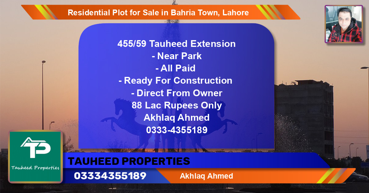 Residential Plot for Sale in Bahria Town, Lahore - (BP-130374)