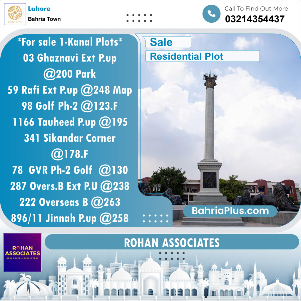 Residential Plot for Sale in Bahria Town, Lahore - (BP-130383)