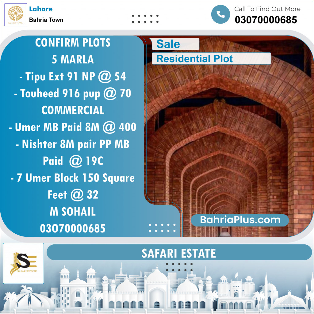 Residential Plot for Sale in Bahria Town, Lahore - (BP-130430)
