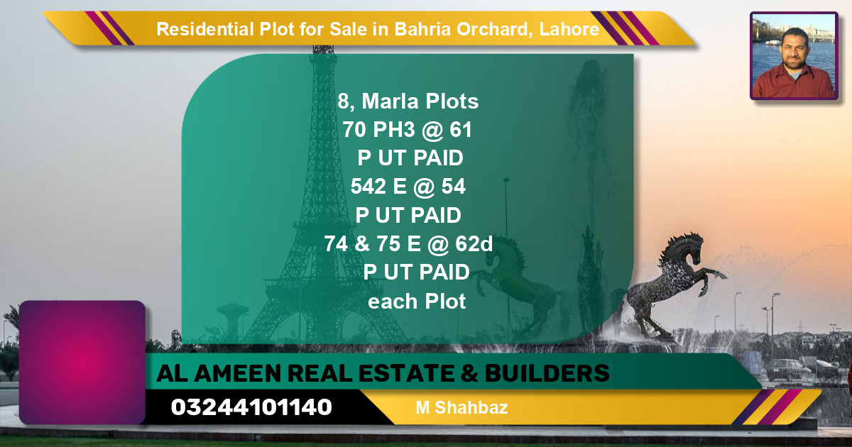 Residential Plot for Sale in Bahria Orchard, Lahore - (BP-130434)