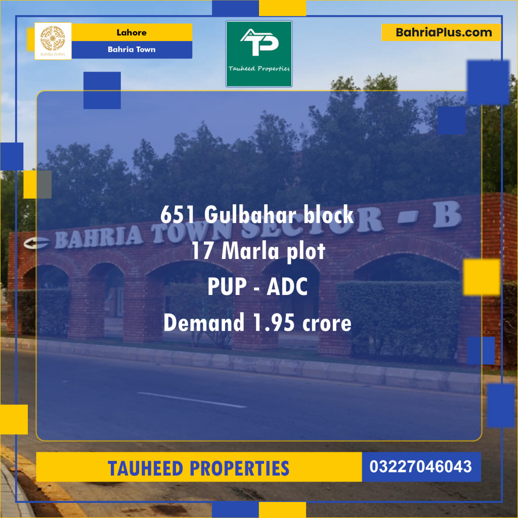 Residential Plot for Sale in Bahria Town, Lahore - (BP-130456)