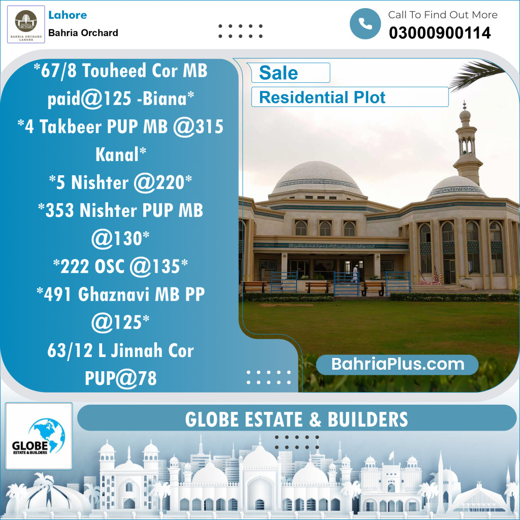 Residential Plot for Sale in Bahria Orchard, Lahore - (BP-130495)