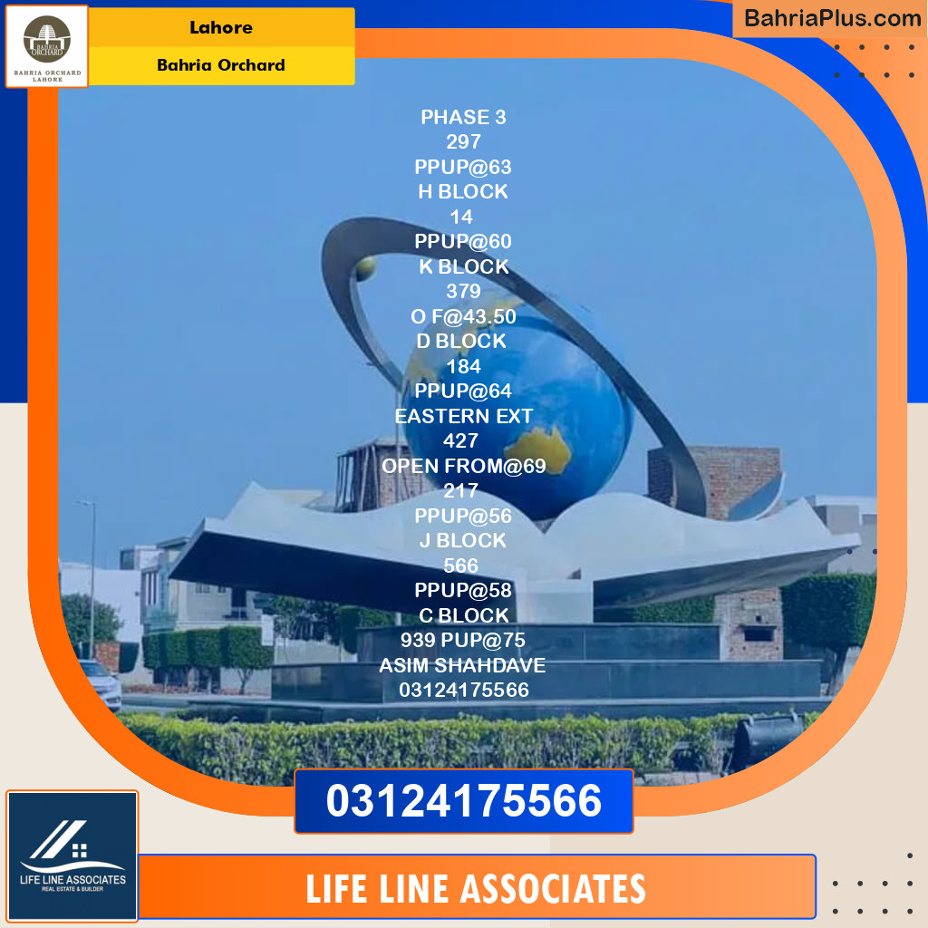 Residential Plot for Sale in Bahria Orchard, Lahore - (BP-130528)
