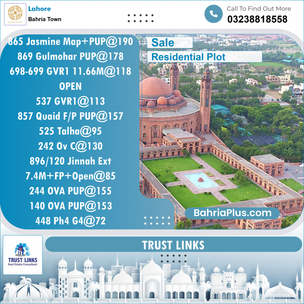 Residential Plot for Sale in Bahria Town, Lahore - (BP-130583)
