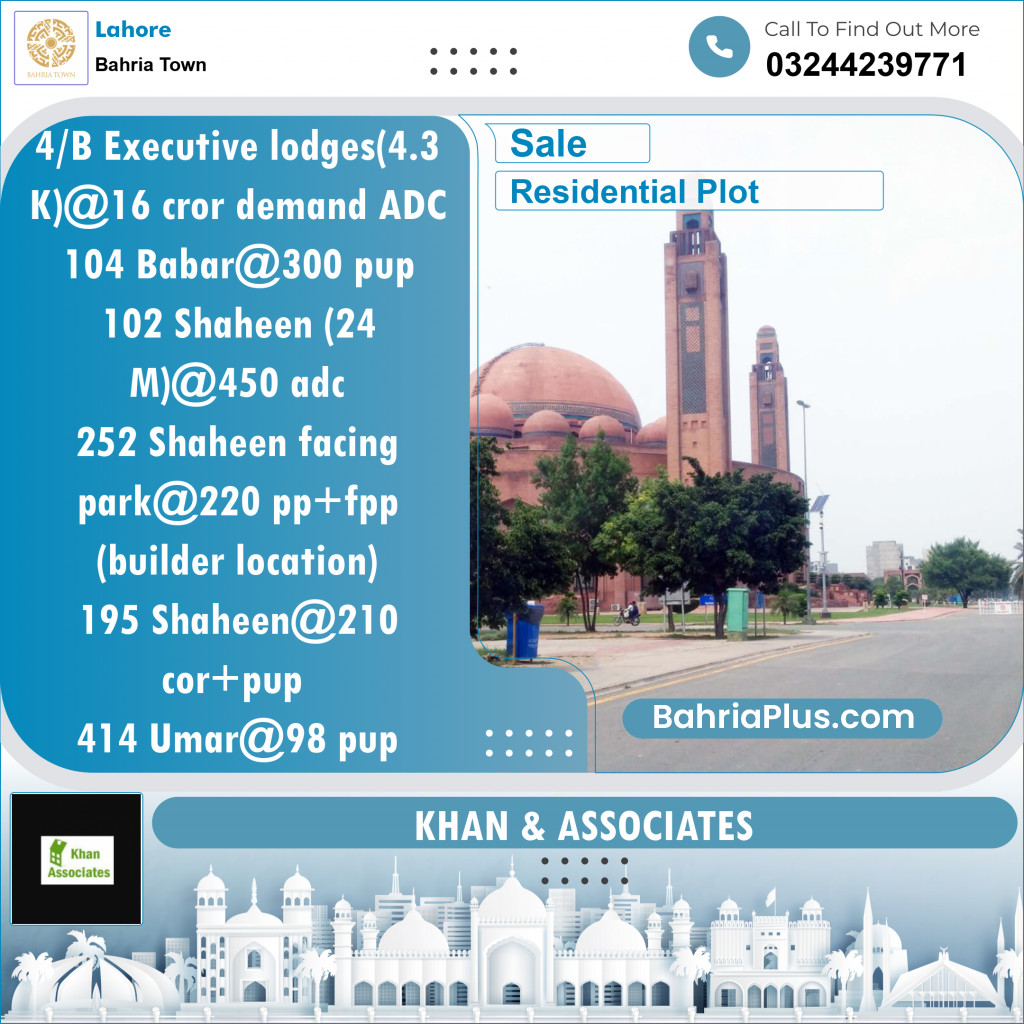 Residential Plot for Sale in Bahria Town, Lahore - (BP-130597)