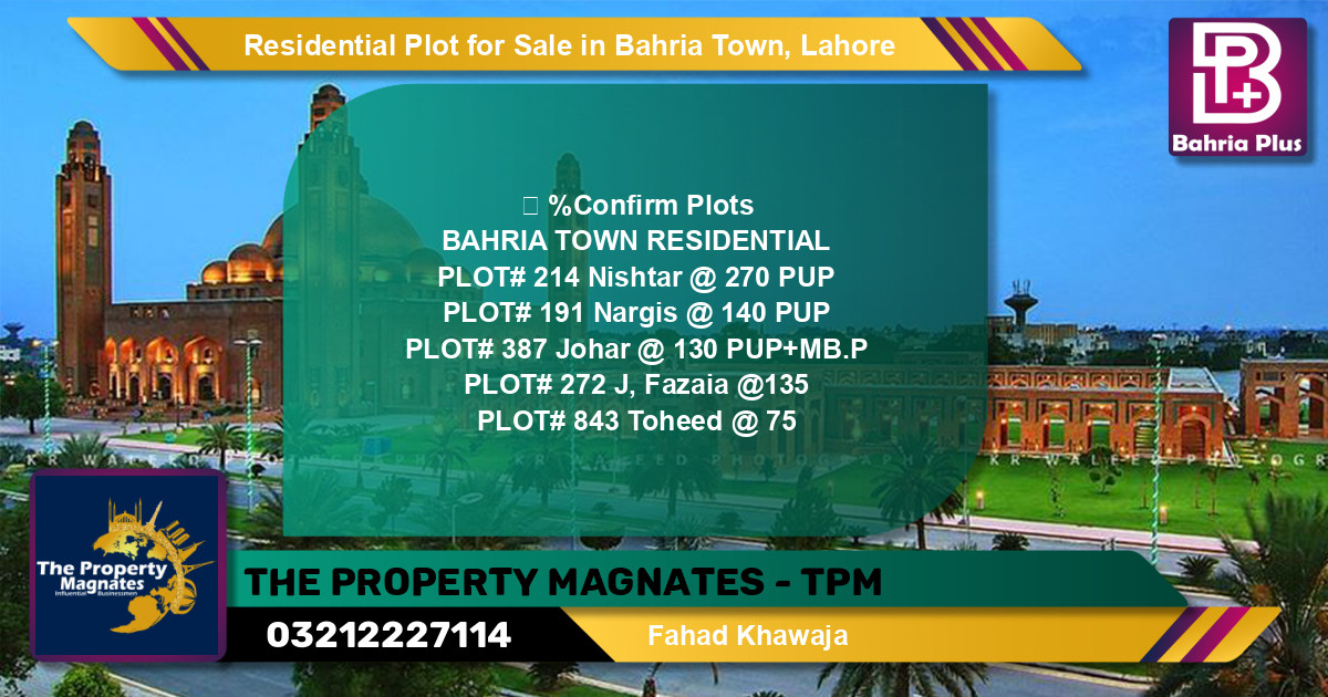 Residential Plot for Sale in Bahria Town, Lahore - (BP-130645)