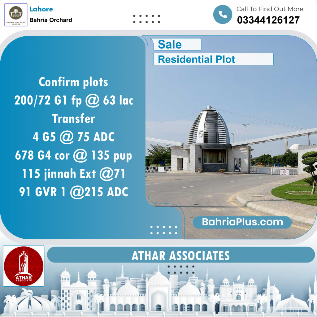 Residential Plot for Sale in Bahria Orchard, Lahore - (BP-130674)