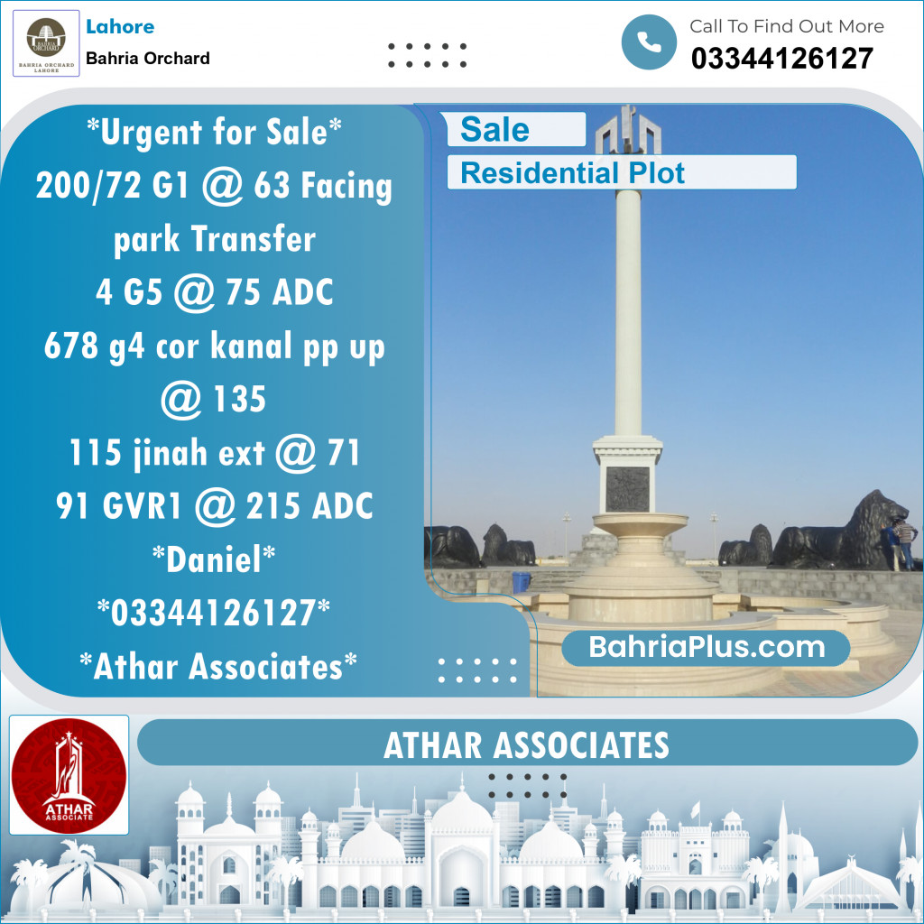 Residential Plot for Sale in Bahria Orchard, Lahore - (BP-130772)