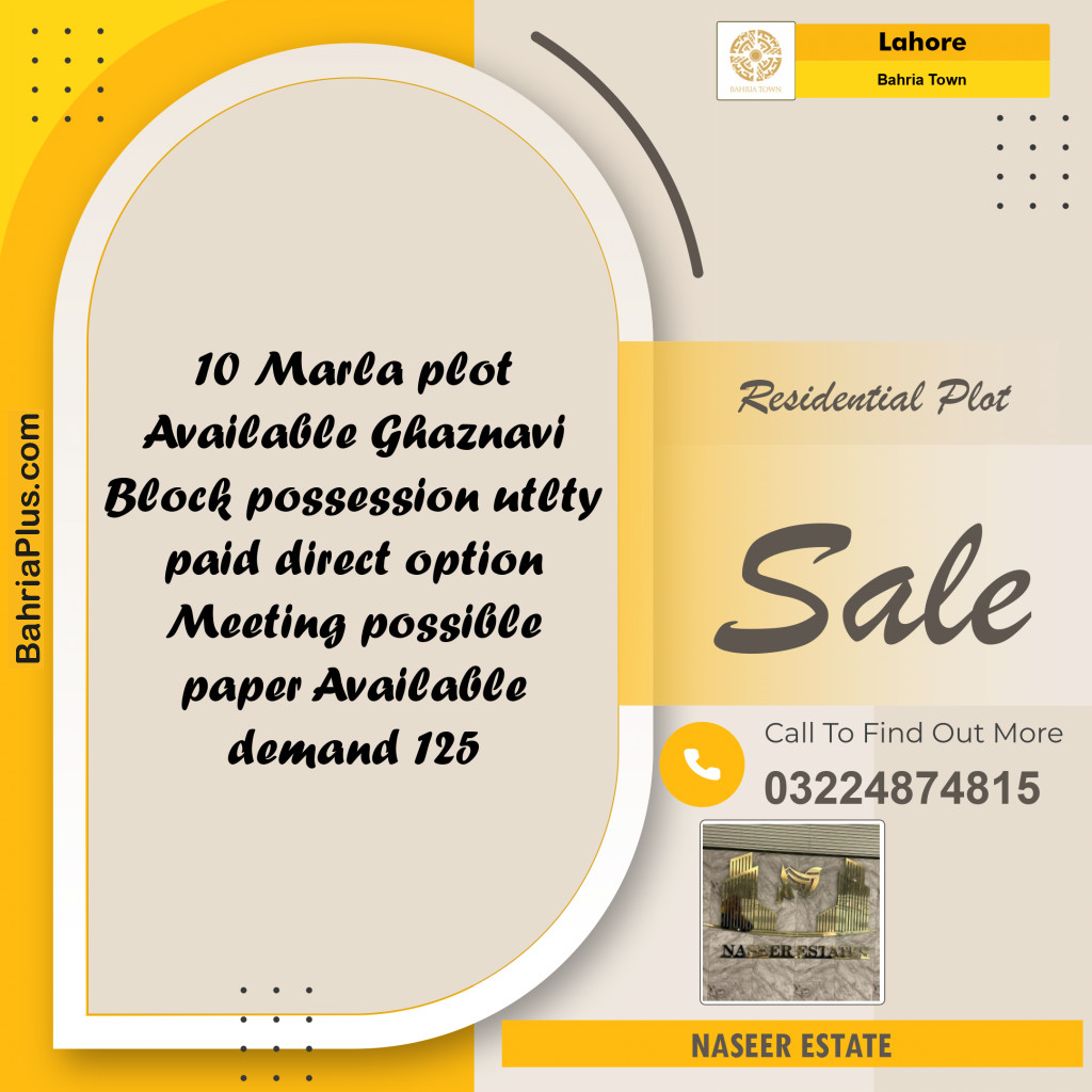 Residential Plot for Sale in Bahria Town, Lahore - (BP-130787)