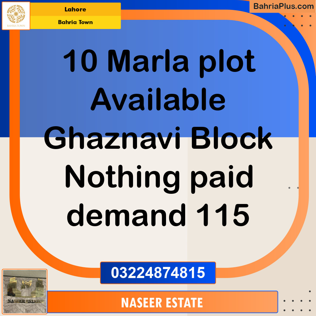 Residential Plot for Sale in Bahria Town, Lahore - (BP-130788)