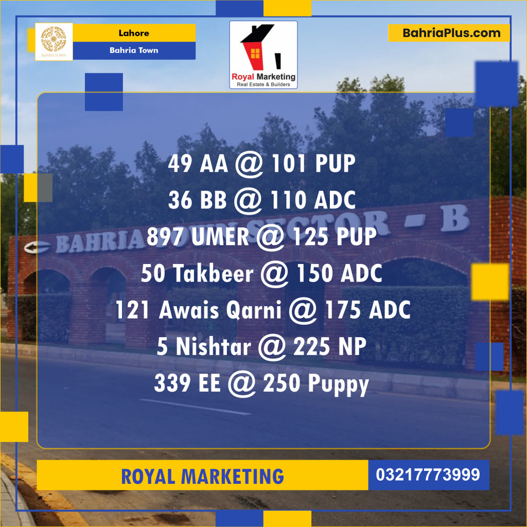 Residential Plot for Sale in Bahria Town, Lahore - (BP-130797)